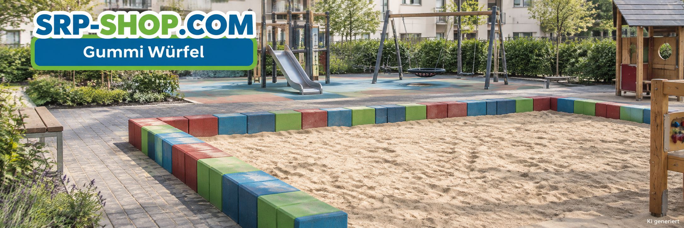 Würfel aus Gummigranulat für Spielplätze